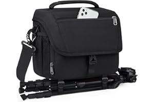 RAINSMORE Camera Bag Professional DSLR/SLR/Mirrorless Camera Case Waterproof Camera Sling Bag Small with Rain Cover&Tripod Holder Black