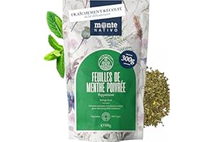 Menthe poivrée tisane Monte Nativo (300g) - Thé menthe poivrée séchée - 100% pur et naturel, sans additifs - Herbes à l'arôme intense pour la préparation d'une délicieuse tasse de tisane