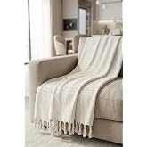 100x165 cm%100 Pamuk Naturel TV Battaniyesi ve Koltuk Şalı &ndash; Yumuşak Dokulu, Nefes Alabilir, Dekoratif Sofa Şalı