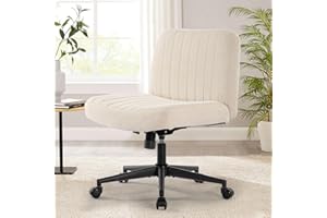 Bosmiller Tailoring Chair with Fabric Padding, Criss Cross Chair, Wider Cushion, Height-Adjustable Desk Chair, 200 kg, Office Chair without Armrests