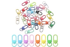 KSOIQPU KSO 20 Piezas Ganchos de Resorte Coloridos Cierre de Langosta Giratorio para Llavero Con Conector de Metal
