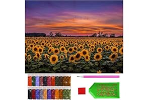 ARTULIO Diamond Painting Kit 5D DIY - Campo di girasoli al tramonto - 30x40cm - Pittura Diamante Fai da Te, Kit di pittura con diamanti per bambini, Diamanti painting set per adulti