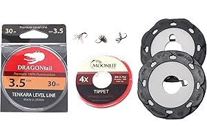 DRAGONtail Tenkara Basic Level Line Starter Kit - Orange Fluorocarbon Tenkara Line 3.5 - Tenkara Fishing Line