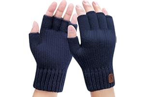 Bonu Guanti Senza Dita Uomo-Guanti Mezze Dita Invernali,Guanti Termici Uomo Caldi Guanti Senza Dita Fingerless Gloves Guanti in Maglia Unisex per Uomini e Donne