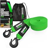 Rhino USA Tow Strap with Hook (2 in x 20 ft) - 9.921 lbs Min | 9,921 lbs Minimum Break Strength, Forged Steel Hooks. For Road