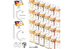 SIAZIH Tapas de Botellas de Madera Cuadradas de 24 Piezas [Incluye 120 Etiquetas Preimpresas y 60 Etiquetas de Especias DIY] - - Contenedores de Especias - Tapas de Tarros de Especias de Bambú