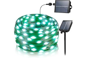 DAMAHOU Solar Lights Outdoor Garden,Solar String Lights 30M/100Ft 300 LED IP67 Waterproof 5 Brightness White 8 Modes,Solar Powered Garden Lights Patio Gate Yard Fence Trees Wedding