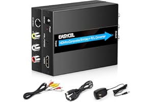 EASYCEL HDMI auf S-Video RCA Konverter mit S-Video und RCA Kabel, HDMI zu Svideo RCA Adapter, HDMI zu Composite AV CVBS Konverter, HDMI auf RCA Composite Adapter(Aluminium)