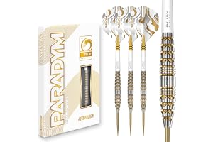 RÖD DRAGON Darts - Paradym Gold Series - 90 % professionellt set med volframpilar - Inkluderar flyg och stjälkar