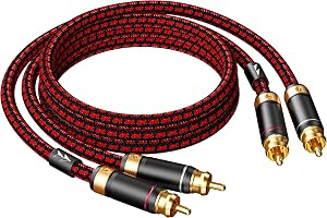 Primeda Audiophile RCA-kabel, 2 RCA hane till 2 RCA hane, stereoljudkabel för subwoofer och HiFi, 3U-guldpläterad, 4N syrefri