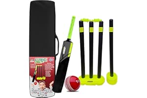 Jaspo CRIC Addict Plastic Cricket Bat Set Combo with Soft Cricket Ball for Kids (Size-3 (4 yrs to 7 yrs))