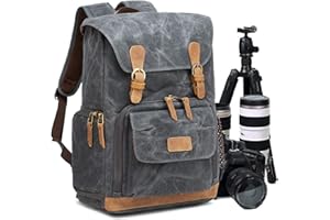 UBAYMAX Camera Backpack Bag for Canon Nikon Sony DSLR SLR Lens, Professional Photographer Canvas Camera Rucksack Bag with Laptop Compartment, Tripod Holder, USB Charging Port