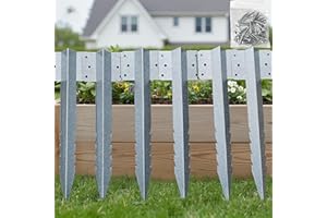SdreMelo 6Pack Garden Edging Brackets Railway Sleeper Brackets for Lawn Edging Border Stakes 16.4 Inche /42CM Heavy Duty Garden Timber Edging Stakes Galvanised Steel Metal Fence Posts (6 PACK)
