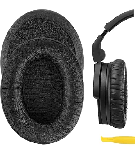 Cuscinetti Auricolari Con Gel Rinfrescante Per Sennheiser HD280 Pro - 2 Pezzi, Similpelle Nera, Adesivi