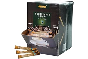 ‎HELLMA Hellma Fairtrade Brown Cane Sugar Sticks 500 Pieces 4g 2kg Storage Box Sugar Bags Individual Coffee Tea