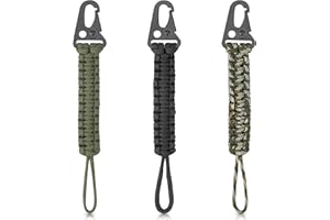 AYMQC Paracord Schlüsselanhänger Geflochtene Schlüsselband mit Karabiner Taktischer Hängende Schnalle für Outdoor Camping Wandern Jagd 3 Stück