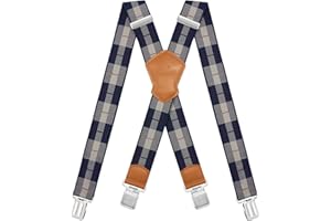 Dresime Bretelles Homme Larges Réglable Élastique Extra Fort 4 Robuste Clips, pour Hommes et femmes avec en forme X Design et Sangles Extra Larges -4cm