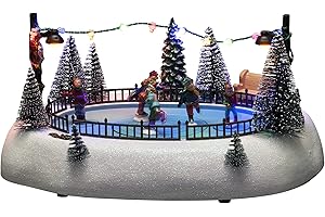 ‎KONSTSMIDE Konstsmide LED Szenerie "Eisbahn", mit Musik, wählbare Energiefunktion, 12 bunte Dioden, batteriebetrieben & USB, Innen, schwarzes Kabel, 3 x AA 1.5V (exkl.) - 4254-000, Bunt