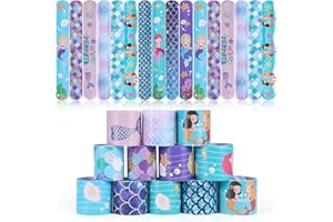 yumcute 30 Pezzi Braccialetti Slap Schiaffo per Bambini, Bracciali a Scatto, Regalo Fine Festa Compleanno (Sirena)