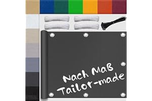 UFAMILUK sonnensegel wasserdicht 1.5x2m klein groß mini Balkon Windschutz Segeltuch Winterfest Sichtblende Balkonstoff für überdachung Balkon terrasse Schwimmbad Anthrazit