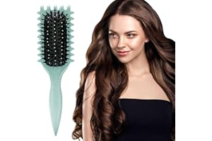 TO-HIRMMEL Brosse Cheveux Bouclés, Bounce Hair Curl Brush, Brosse Cheveux en Poils de Sanglier pour Coiffage et Démêler, Brosse Boucle Définir Boucles pour Femmes et Hommes(Vert)