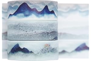 KAVI' S Imprimé Mignon Washi Tape Set Masking Tape 3 rouleaux Ruban adhesif decoratif pour Scrapbooking Artisanat de Bricolage (Mountain Landscape)