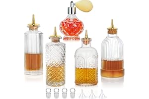 SUPROBARWARE Juego de 5 botellas de cristal para rociador de vermut de cóctel y atomizador de oro (5 unidades)