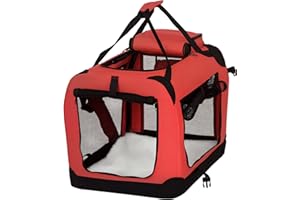 PawHut Folding Fabric Soft Portable Pet Dog Cat Crate Puppy Kennel Cage Carrier House Medium 23" Red New