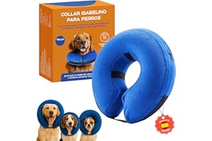 Mablik® Collar Isabelino Perro (Talla L, Cuello 37-43 cm), Azul, Hinchable, para Recuperación de Heridas y Post Operatorios. Collar Inflable Perro Grande, Pequeño o Gato (Azul L)
