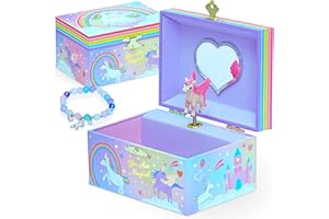 Style Girlz Musical Jewellery Box - Unicorn Jewellery Box For Girls - Kids Jewellery Music Box With - Includes Unicorn Jewellery Bracelet - Birthday Gifts For Girls