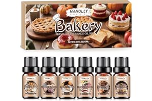 HANOLLY Oli Essenziali per Diffusori Pasticceria 6x10ml, Olio Essenziale Naturali Fragranze per Candele Fai da Te Pumpkin,Torta di Zucca, Mele, Dolce al Falò, Ciambella Glassata, Fragole