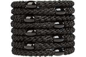 GUYI GYGYL 8Pcs Black Hair Ties for Women Girls, Elastics Hair Bands Ponytail Holders for Thick Hair, No Damage No Crease Hair Elastics
