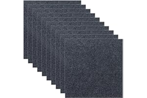 YAYODS 50Pcs Self-Adhesive Grey Carpet Tiles, 30 x 30cm Anti-Slip Durable Square Flooring, Easy Peel and Stick Carpet for Office, Living Room, Bedroom