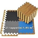 ALPIDEX 1,95 m² Tappetino Puzzle Palestra Set 21 Pezzi 30 x 30 x 1 cm Nero Tappetini Salvapavimento Fitness Gomma EVA Protett