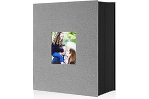 Lanpn Album de Fotos 10x15 1000, Grande Lino Album para Photos Bolsillos Verticales Gris