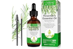 VXHDAG Olio di rosmarino per la crescita dei capelli - 100% naturale puro per ciglia e sopracciglia, nutre il cuoio capelluto, stimola la crescita dei capelli per tutti i tipi di capelli 60ML