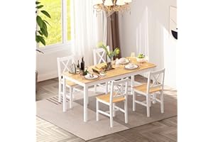 SogesHome Essgruppe Esszimmer Möbel Set Esstisch mit 4 Stühlen aus Holzwerkstoffen MDF Schlichtes Design für Esszimmer