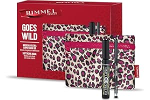 Rimmel London, Cofanetto Regalo Donna Rimmel Goes Wild, Pochette Leopardata con Mascara Extra Super Lash 3D + Matita Occhi Soft Kohl Kajal Jet Black