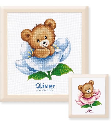 Vervaco Geboortebord Baby in hangmatje met vlinders borduren (pakket) PN-0202504