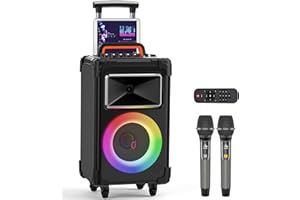 JYX Karaoke con microfono, Sistemi PA portatile karaoke professionale completo impianto karaoke con 2 microfoni, altoparlante Bluetooth portatile con subwoofer per adulti, feste, karaoke