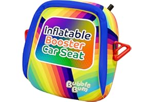 BubbleBum Siège rehausseur fin de voiture gonflable – voyage – portable – pliable – Parfait pour les enfants de 4 à 11 ans – Arc-en-ciel