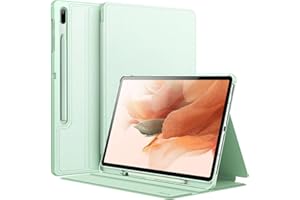 JETech Etui dla Samsung Galaxy Tab S8 Plus 2022 / S7 FE 2021 / S7 Plus 2020 12,4 Cala z S Pen Uchwytem, Slim Folio Stojak Ochronny Tabletu Case, Wiele Kąta Widzenia Oglądanie (Zielona Mgiełka)