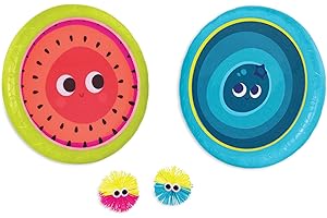 B. toys B.- Paddle Ball Game - zestaw do trampoliny ręcznej - Poppin' Paddles, 2 odbijające się krążki i 2 piłki, Catch & Toss gry sportowe dla dzieci - 3 lata +, Small, BX1916Z