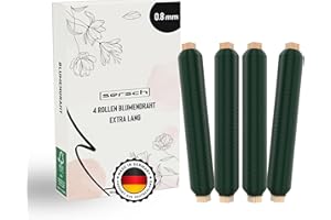 4X Rollen SERSCH® Blumendraht - Sehr robust Zum binden von Kränzen und Blumensträußen 0,8 mm stark Witterungsbeständiger und reißfester Wickeldraht Grüner Basteldraht auf Holzwickel (Extra lang)