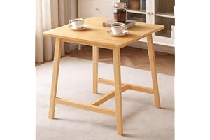 ‎HOOBRO HOOBRO Esstisch, quadratischer Küchentisch 70 x 70 x 75 cm, Esszimmertisch für 2-4 Personen, Holztisch, für kleine Räume, einfache Montage, Esszimmer, Wohnzimmer, Büro, Natürliche Holzfarbe EYL72CZ01