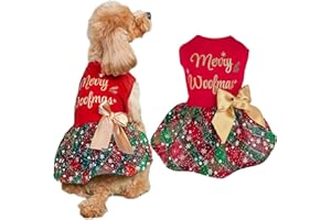 NINIVI Disfraz Perro Navidad, Lindo Disfraz Navidad Perro, Disfraz De Encaje De Traje Navidad Perro, Disfraz CláSico De Navidad Para Perro A Cuadros Con Lazo, Disfraces NavideñOs Para Perros Y Gatos PequeñOs