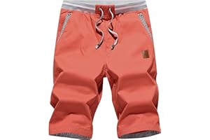 Tansozer Short Homme en Coton Casual Pantalon Slim Fit Taille éLastiquéE Short