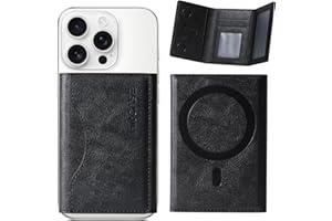 FiitCASE für MagSafe Wallet Magnetischer dreifach Faltbarer Kartenhalter, starker Magnet, minimalistische Handy-Brieftasche, kompatibel mit iPhone 16/15/14/13/12 Pro Max Plus (Luxuriöses Schwarz)