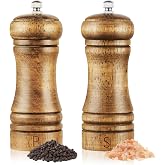 Vicloon Salt and Pepper Mill Set, 2pcs Pepper Grinders, Manual Wooden Salt and Pepper Grinders, Manual Adjustable Ceramic Gri