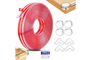 Frizco Child Proof Edge and Corner Protector Kit - Soft Silicone Bumper Strip with 4 Round & 4 L-Shaped Corner Guards for Kids, Furniture Dinning Table Cabinets Drawer (6M)